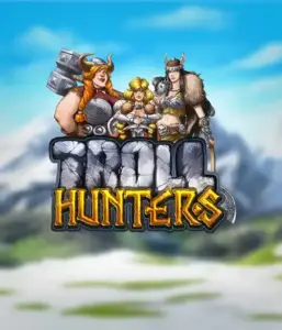 Step into the world of "Troll Hunters," where fierce Viking warriors are poised to battle their foes. The logo features a male and female Viking, dressed for battle, overlooking a cold mountainous backdrop. They radiate power and determination, symbolizing the core of the game's adventurous theme.